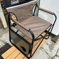 【美品】Coleman コールマン サイドテーブル付き デッキチェア アウトドア ピクニック 折り畳み椅子 2190860の画像