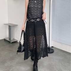  【定価¥5500タグ付き】シースルーレイヤード ロングカーディガン フリーサイズの画像