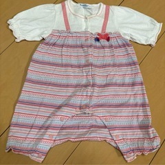 familiar ベビー服 ロンパース 60cm ピンク系 ストライプ