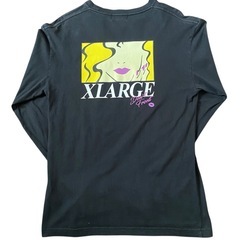 エクストララージ バックプリント ロングtシャツ ブラック Msize