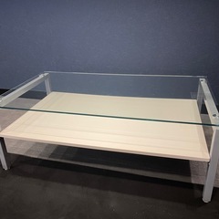 【中古】ニトリ ガラステーブル