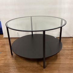 円形サイドテーブル〈ガラストップ〉【町田市再生家具】250531