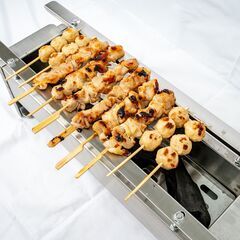 「炭火」焼鳥機 やきとり器 高さ調整出来ます 串うち 焼き鳥台 新品 焼鳥器 串焼き機 炭用 網付きの画像