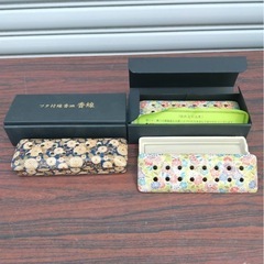 おそらく未使用フタ付線香皿　香線　陶器　花柄　セット
