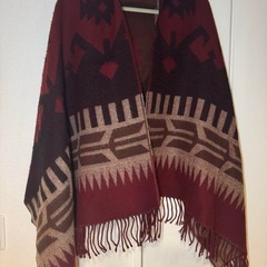 【moussy】幾何学模様　フード付きポンチョ(ケープ)
