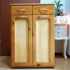 ダストボックス　ペールストッカー　ゴミ箱　ごみ分別　木目　タイル天板