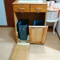 ダストボックス　ペールストッカー　ゴミ箱　ごみ分別　木目　タイル天板の画像