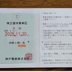 神戸電鉄 株主優待乗車証(乗り放題定期券)