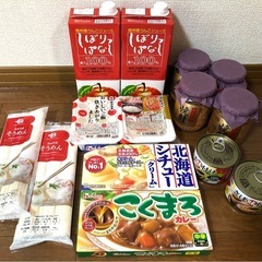 食品 まとめ売り 鮭フレーク お米 鯖缶 ジュースなど。