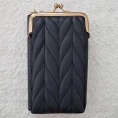 多機能スマホショルダー ブラック かわいい フェイクレザー 長さ...