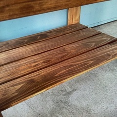 木製 ヘリンボーンサイドテーブル　センターテーブル　ハンドメイド　89ｃｍｘ56ｃｍ　高さ43ｃｍの画像