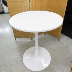 【恵庭】ダイニングテーブル　丸型　ホワイト　直径60cm　中古品...