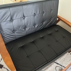 ニトリ　傷・汚れに強いコンパクトソファ(Nシールドルッキ2 BK/MBR)の画像