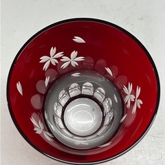 A2505-631 江戸切子 朝顔グラス桜とウサギ ヒロタグラスクラフト 未使用の画像