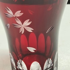 A2505-631 江戸切子 朝顔グラス桜とウサギ ヒロタグラスクラフト 未使用の画像