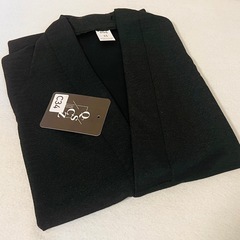 メンズ シャツ ワイシャツ 五分袖 ゆったり Vネック 無地 ブラック XLの画像