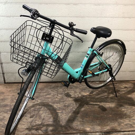 5/24 終 Viaggio 自転車 サイズ27 グリーン系 鍵付き カゴ付き 変速 25e菊