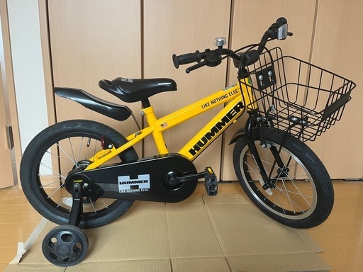 HUMMER 子供用補助輪付き自転車 ジュニアサイズ 前バスケット付き16インチ