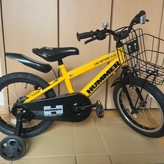 HUMMER 子供用補助輪付き自転車 ジュニアサイズ 前バスケッ...