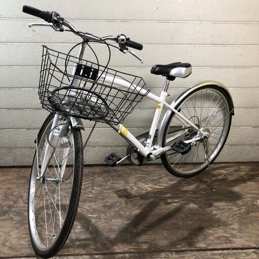 5/23終 CRUISING クルージング 自転車 MH700M 白 ホワイト 変速 カゴ付き 25e菊