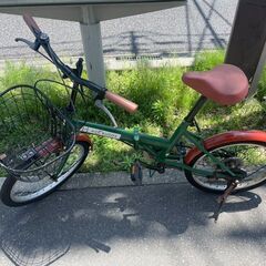 折りたたみ自転車　No.283　グリーン/ブラウン　20インチ　...