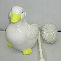 stp-3172　未使用品　トイレブラシ　アヒル　陶器製　サニタリーブラシ　洗面　トイレ　かわいい　あひる　鳥　ブラシ　掃除　トイレ掃除　インテリアの画像