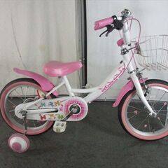 E318★9500円★整備済み 中古子供自転車 【白ピンク　16...