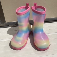 美品　女児長靴　虹色　リボン付き　19cmの画像