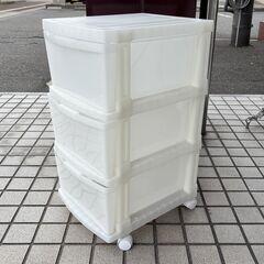 美品 収納プラケース 3段 キャスター付き 幅34×奥行42×高さ68cm 衣装ケース プラスチック の画像
