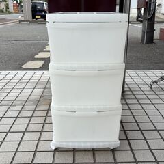 美品 収納プラケース 3段 キャスター付き 幅34×奥行42×高...