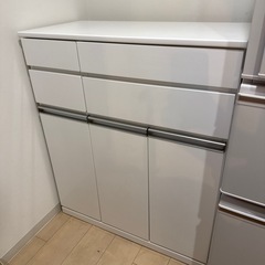 ホワイト 収納家具 ゴミ箱収納付き