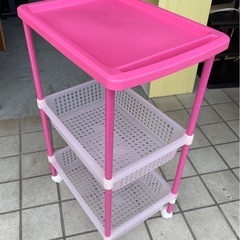 ピンク 銀ラック 高さ調節可能 収納家具 ワゴン ラック 052...