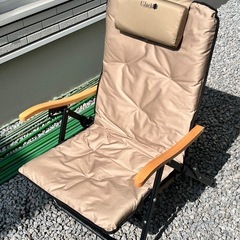 難燃リクライニングローチェア クッションマット＆ヘッドレスト＆収...