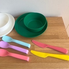 IKEA プラスチック　皿　スプーン　イケア　ナイフ　フォーク　まとめ売りの画像