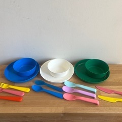 IKEA プラスチック　皿　スプーン　イケア　ナイフ　フォーク　...