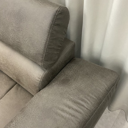 KE-34【新入荷　アウトレット品】ヴィンテージ調レザーファブリック　3シーターソファ　グレー系 KE-34【新入荷 アウトレット品】ヴィンテージ調レザーファブリック 3