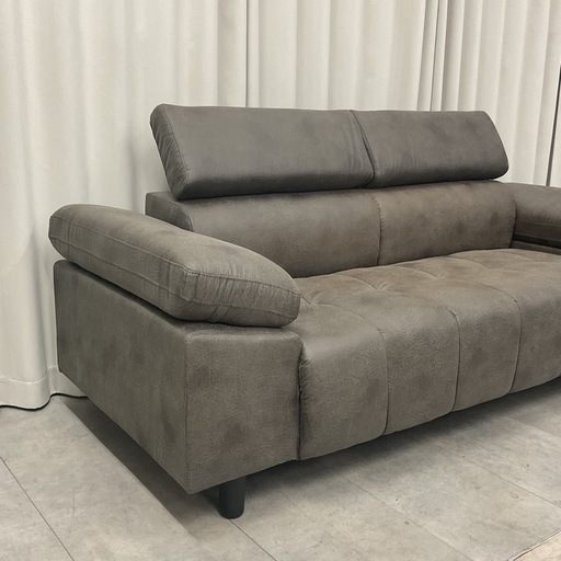 KE-34【新入荷　アウトレット品】ヴィンテージ調レザーファブリック　3シーターソファ　グレー系