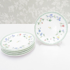 NIKKO (ニッコー) 食器 FIN BONE CHINA プチケーキセット 取り皿 小皿  5枚セット 草花柄 箱有 【キモノオフ野々市若松店】の画像