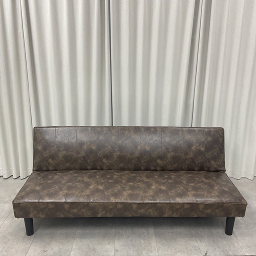 KE-35【新入荷　アウトレット品】ステッチDBR ソファベッド　ブラウン系
