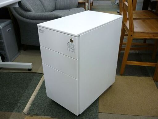 ☆スチールデスク 事務机 袖机付き 幅1200mm 奥行700mm 高さ700mm ホワイト 平机 3段デスクワゴン オフィス家具 白