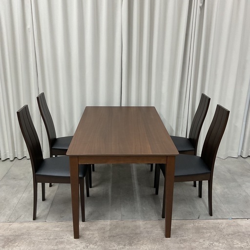 KE-37【新入荷　アウトレット品】ロッキー/ミラノ　ダイニング5点セット　ブラウン×黒 KE-37【新入荷 アウトレット品】ロッキー/ミラノ ダイニング5点セット