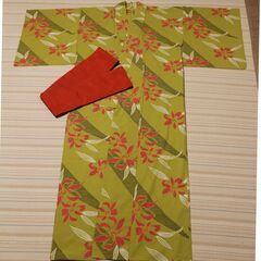 "仕立て品"の浴衣(帯付き)① 緑色系