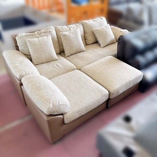 3人掛け ソファ L字ソファ カウチソファ オットマン付き