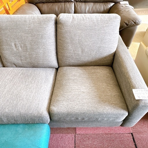 3人掛け ソファ カウチソファ オットマン付き グレー系