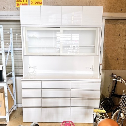 ニトリ キッチンボード 食器棚 ホワイト 幅約160cm