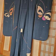 世界的人形師辻村寿三郎さんの美しい蝶々、花びら振袖 ブルー色風深...