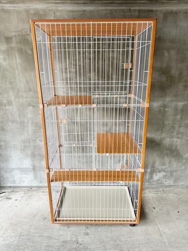 良品 キャットケージ 3段 木製フレーム