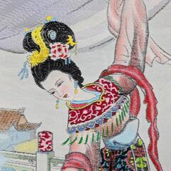 中国民芸品「酔った楊貴妃」織物タペストリーの画像