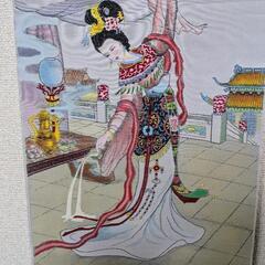 中国民芸品「酔った楊貴妃」織物タペストリーの画像