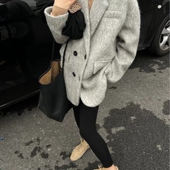 フェイクリングウールテーラーミドルコート  シャギーコート チェスターコートの画像